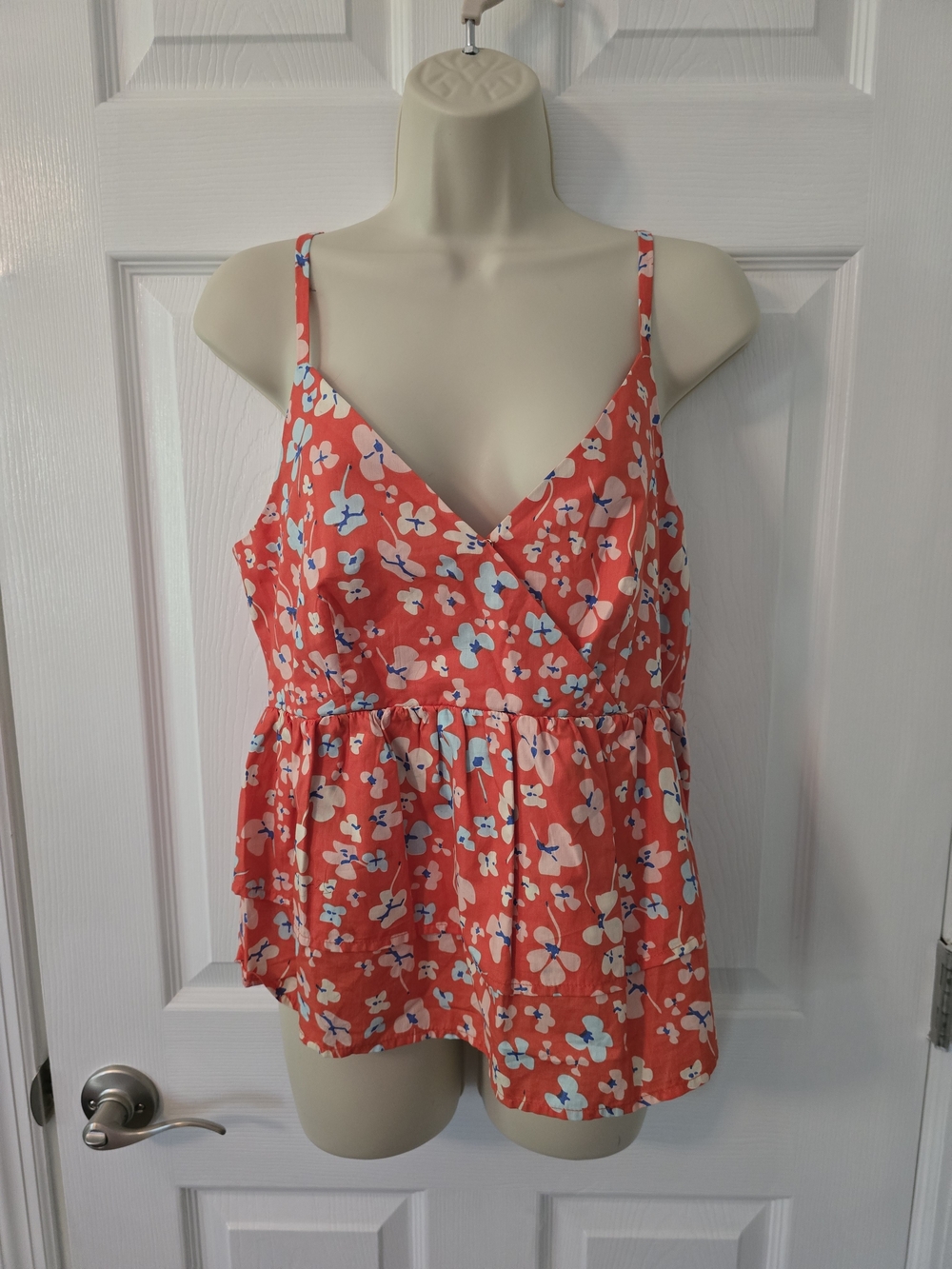 Sugarlips Coral Floral Surplice Spaghetti Strap Camisole